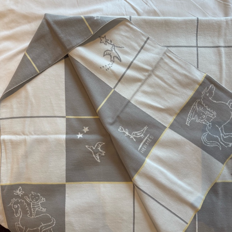 💖Hermes Carriole 寶寶 薄毯💖灰色 全新-5