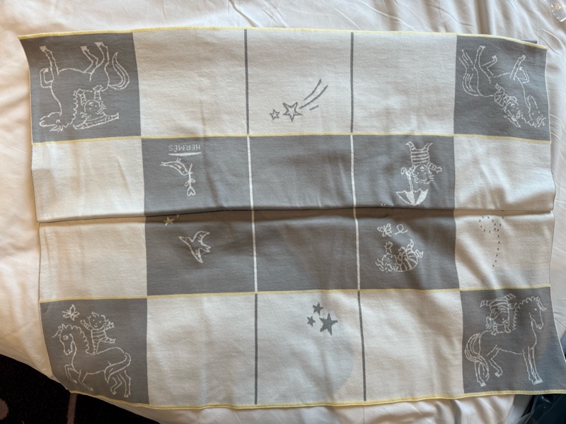 💖Hermes Carriole 寶寶 薄毯💖灰色 全新-6