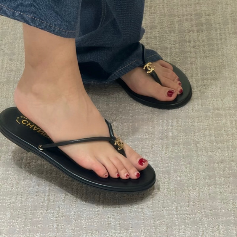 💖Chanel 26S 人字夾腳 拖鞋 涼鞋💖 全新全配 黑色-3