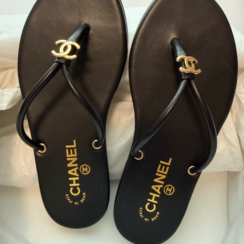 💖Chanel 26S 人字夾腳 拖鞋 涼鞋💖 全新全配 黑色-4