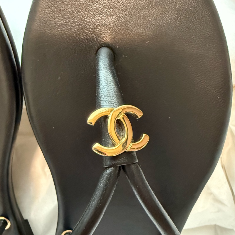 💖Chanel 26S 人字夾腳 拖鞋 涼鞋💖 全新全配 黑色-5