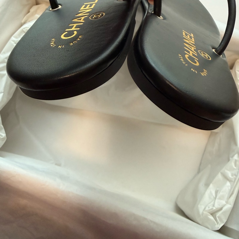 💖Chanel 26S 人字夾腳 拖鞋 涼鞋💖 全新全配 黑色-7