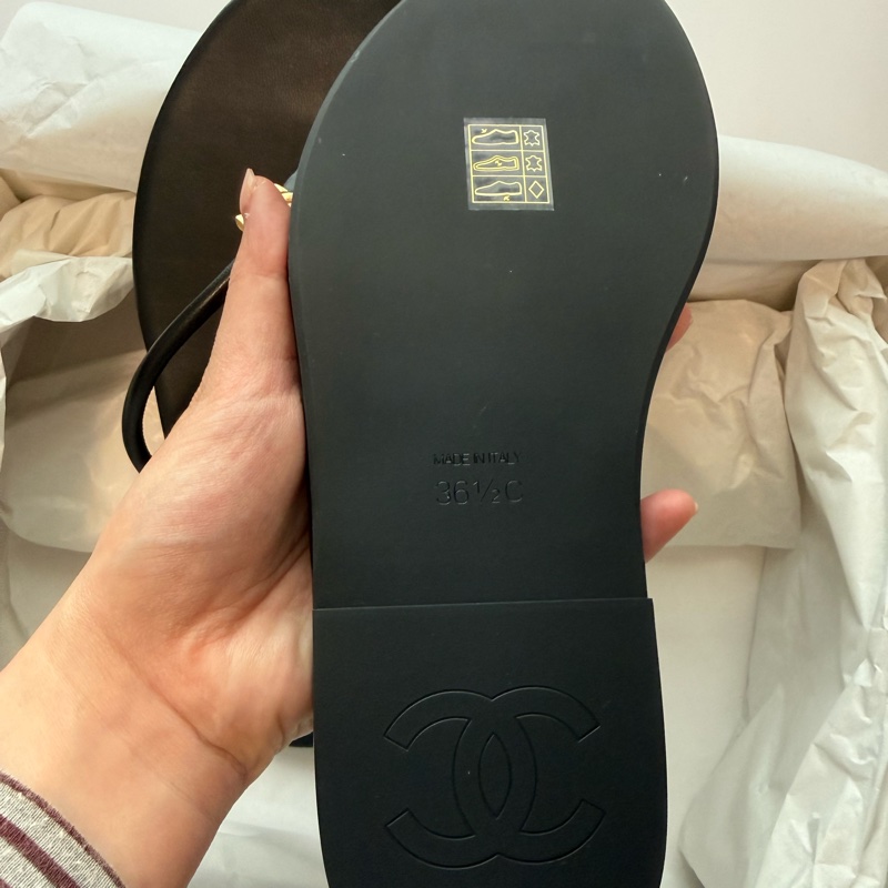 💖Chanel 26S 人字夾腳 拖鞋 涼鞋💖 全新全配 黑色-8