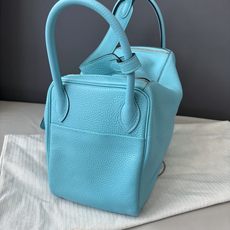 閒置新 愛馬仕Hermes 馬卡龍藍Lindy30 TC皮-3