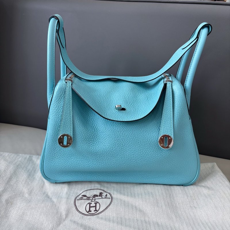 閒置新 愛馬仕Hermes 馬卡龍藍Lindy30 TC皮-6