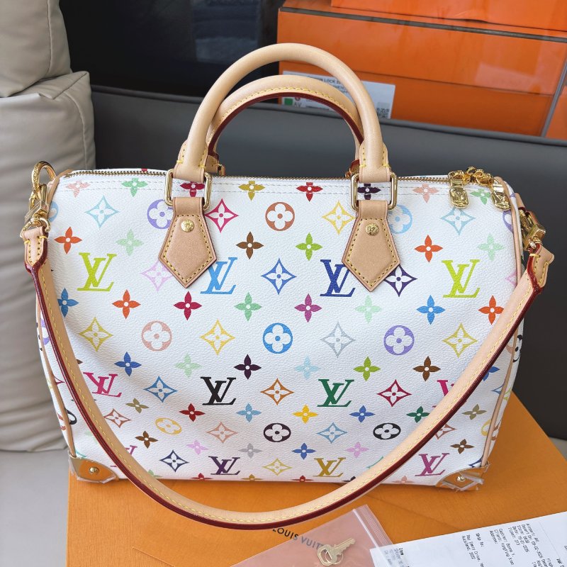 近新品 路易威登/Louis Vuitton 白三彩Speedy Soft30 芯片款-1