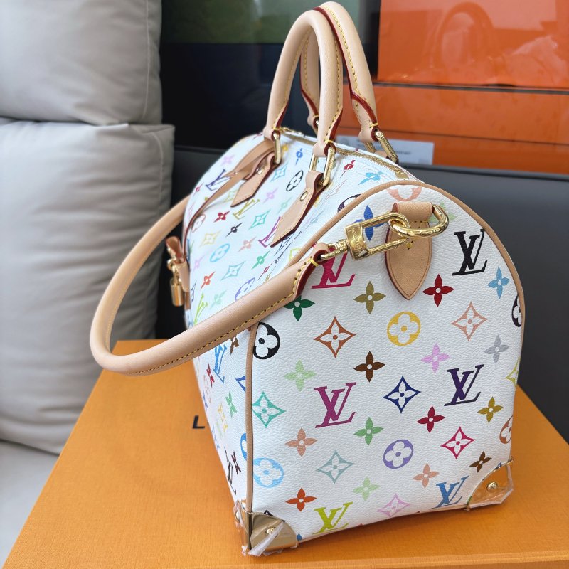 近新品 路易威登/Louis Vuitton 白三彩Speedy Soft30 芯片款-2