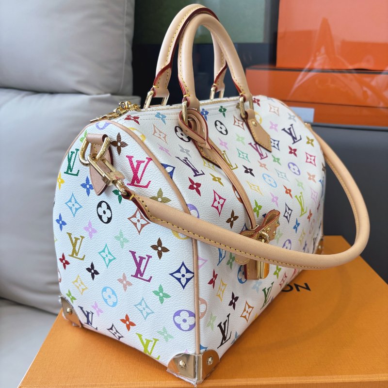 近新品 路易威登/Louis Vuitton 白三彩Speedy Soft30 芯片款-3