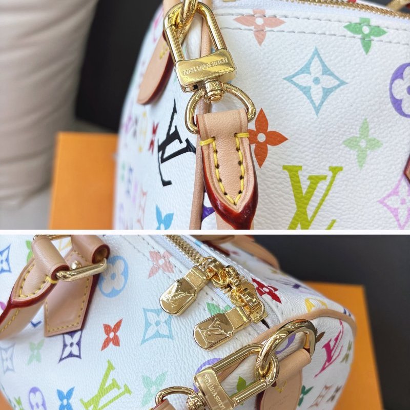 近新品 路易威登/Louis Vuitton 白三彩Speedy Soft30 芯片款-10