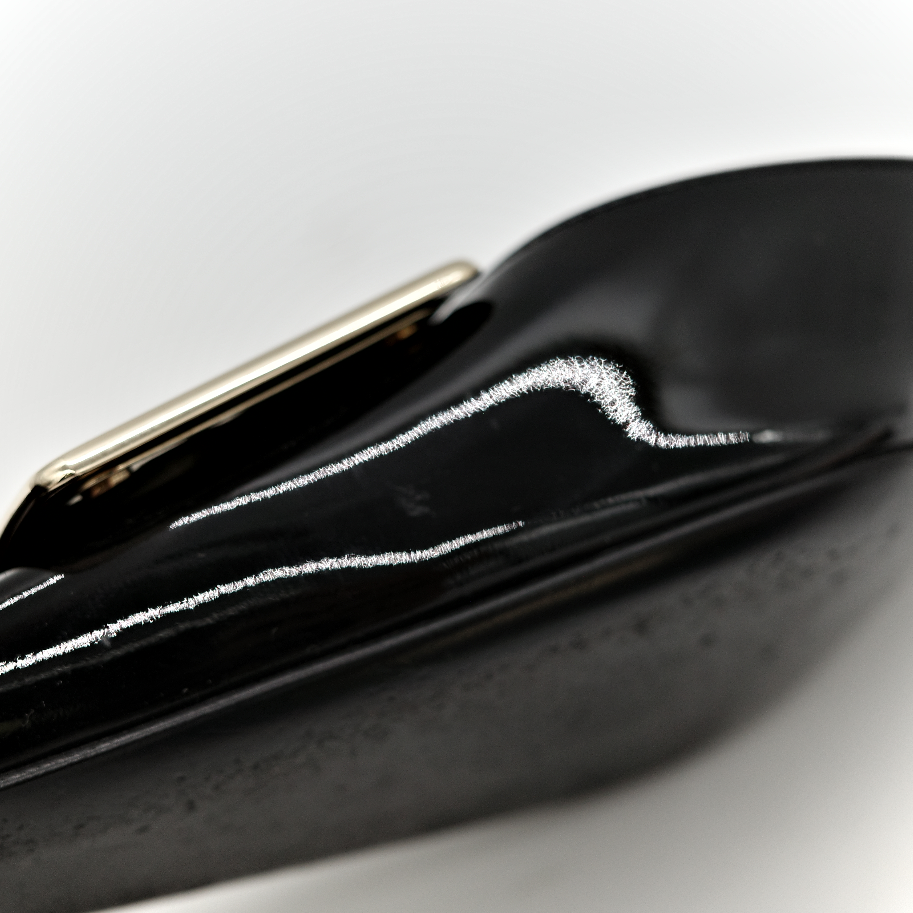 Roger Vivier Belle Vivier 黑色 漆皮 方釦穆勒鞋 坡跟 包鞋-10