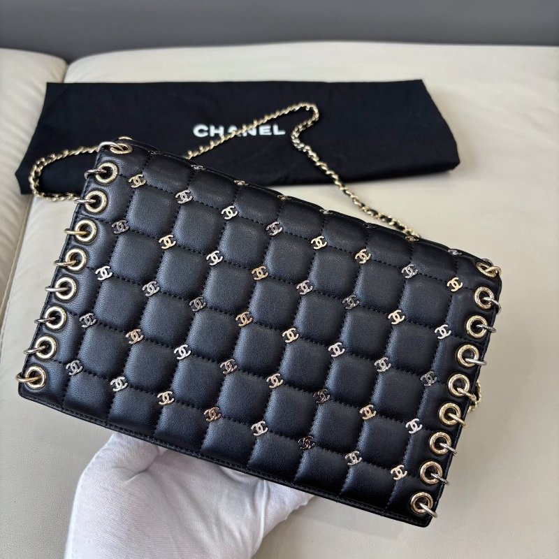 香奈兒/Chanel 限量款重工滿logo圓環鏈條包-5