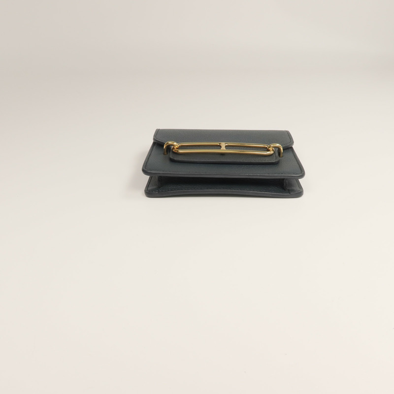HERMES Evercolor皮革Roulis Slim錢包Vert Rousseau-10