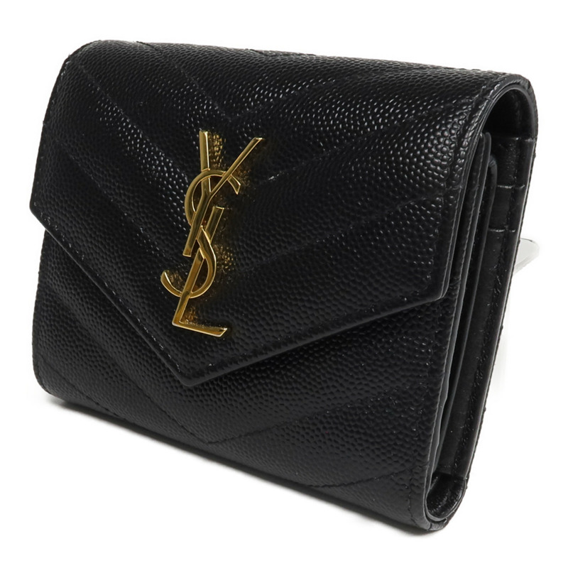 SAINT LAURENT 牛皮皮革Three-fold Wallet錢包-1