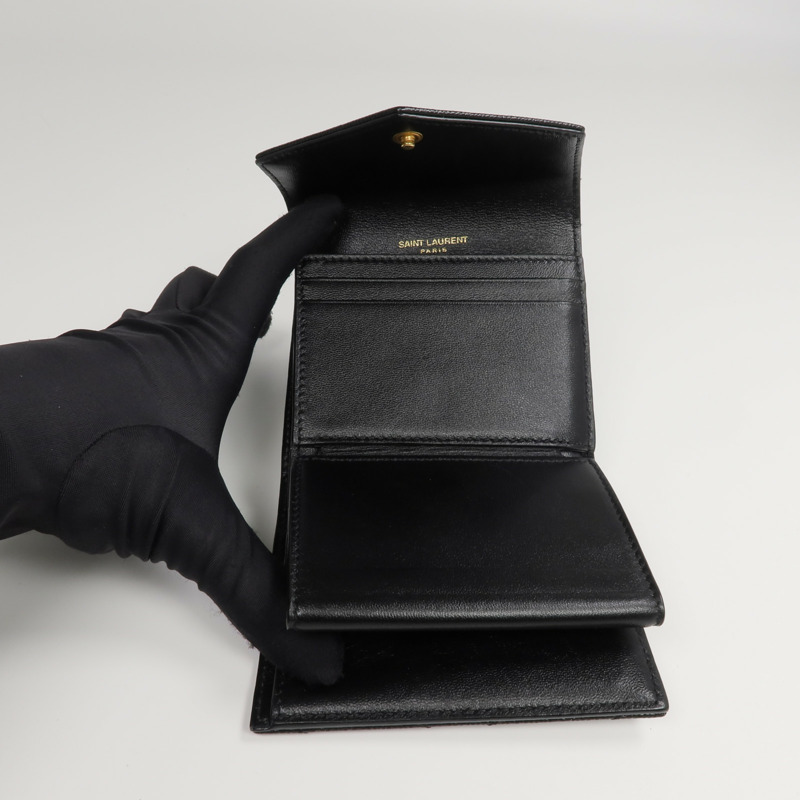 SAINT LAURENT 牛皮皮革Three-fold Wallet錢包-5