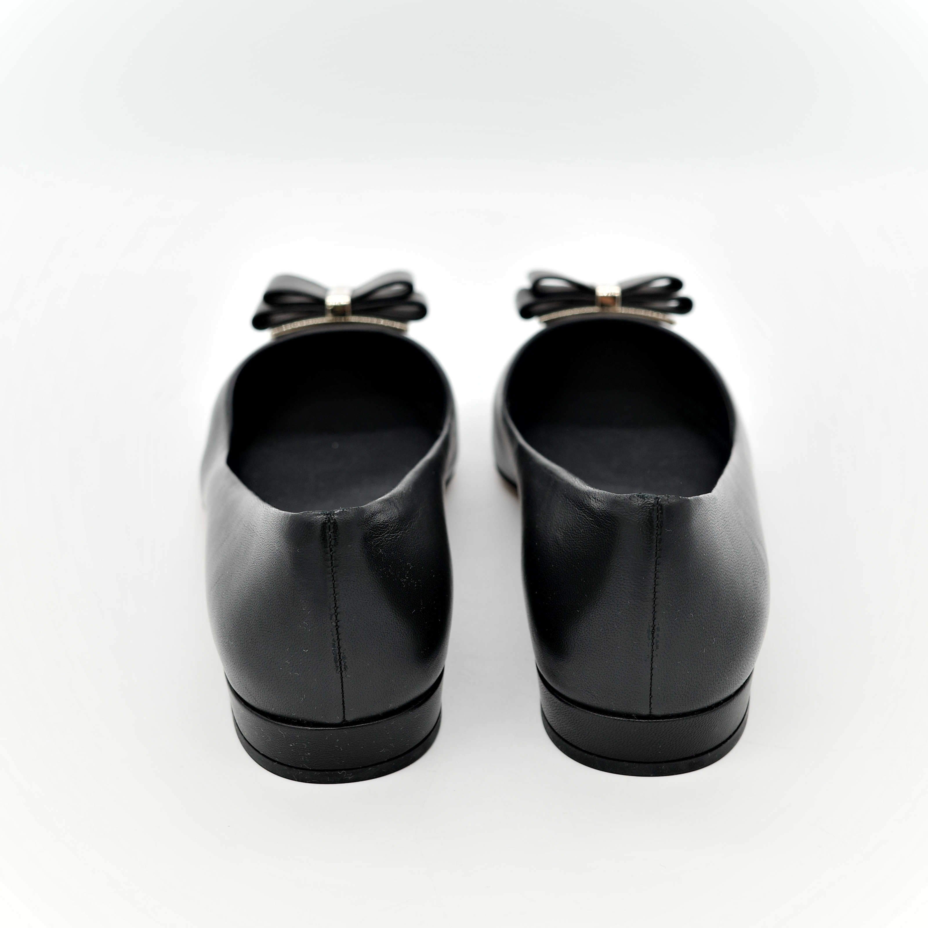 Ferragamo 菲拉格慕 黑色 羔羊皮 Zeri 尖頭蝴蝶結平底鞋 單鞋-6