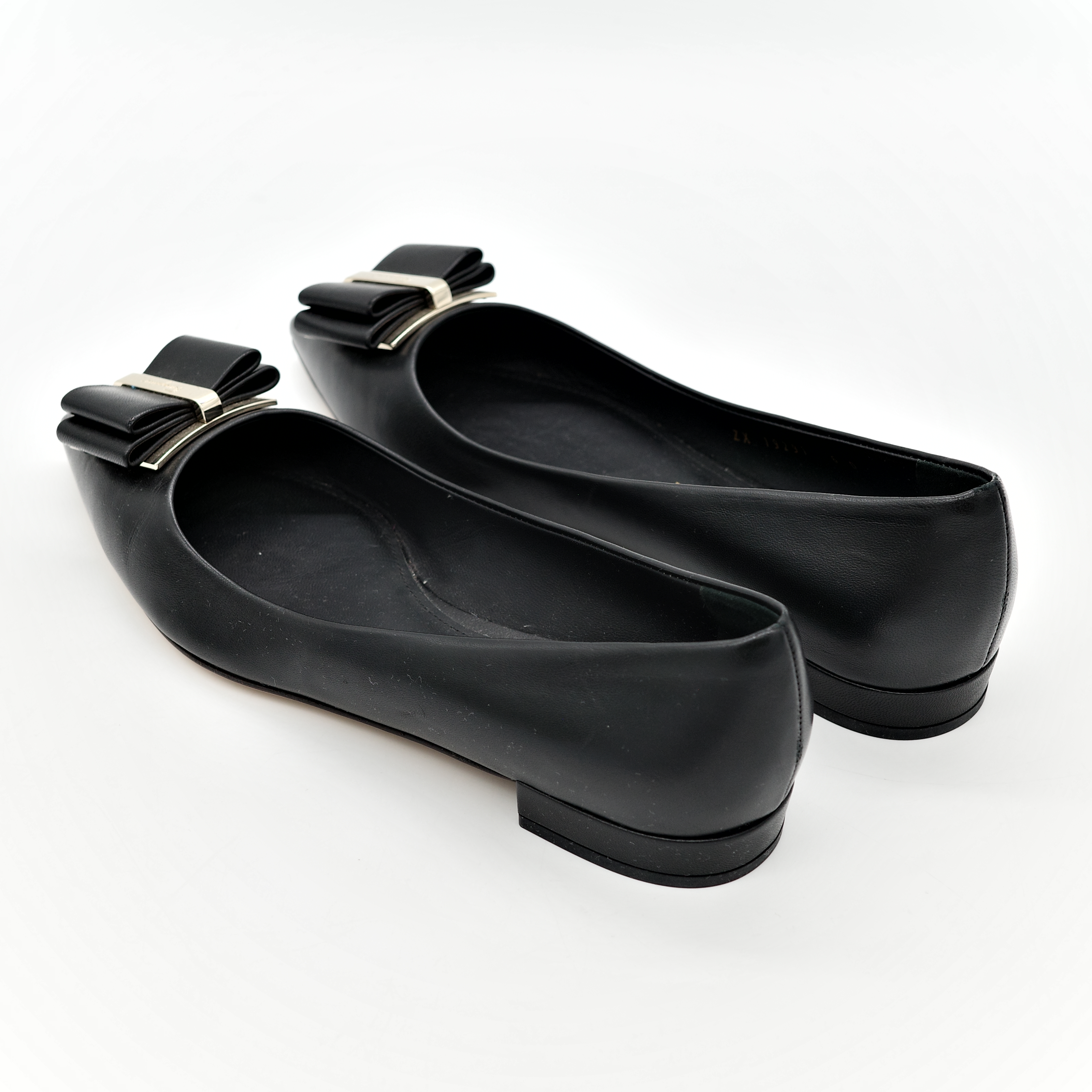 Ferragamo 菲拉格慕 黑色 羔羊皮 Zeri 尖頭蝴蝶結平底鞋 單鞋-7