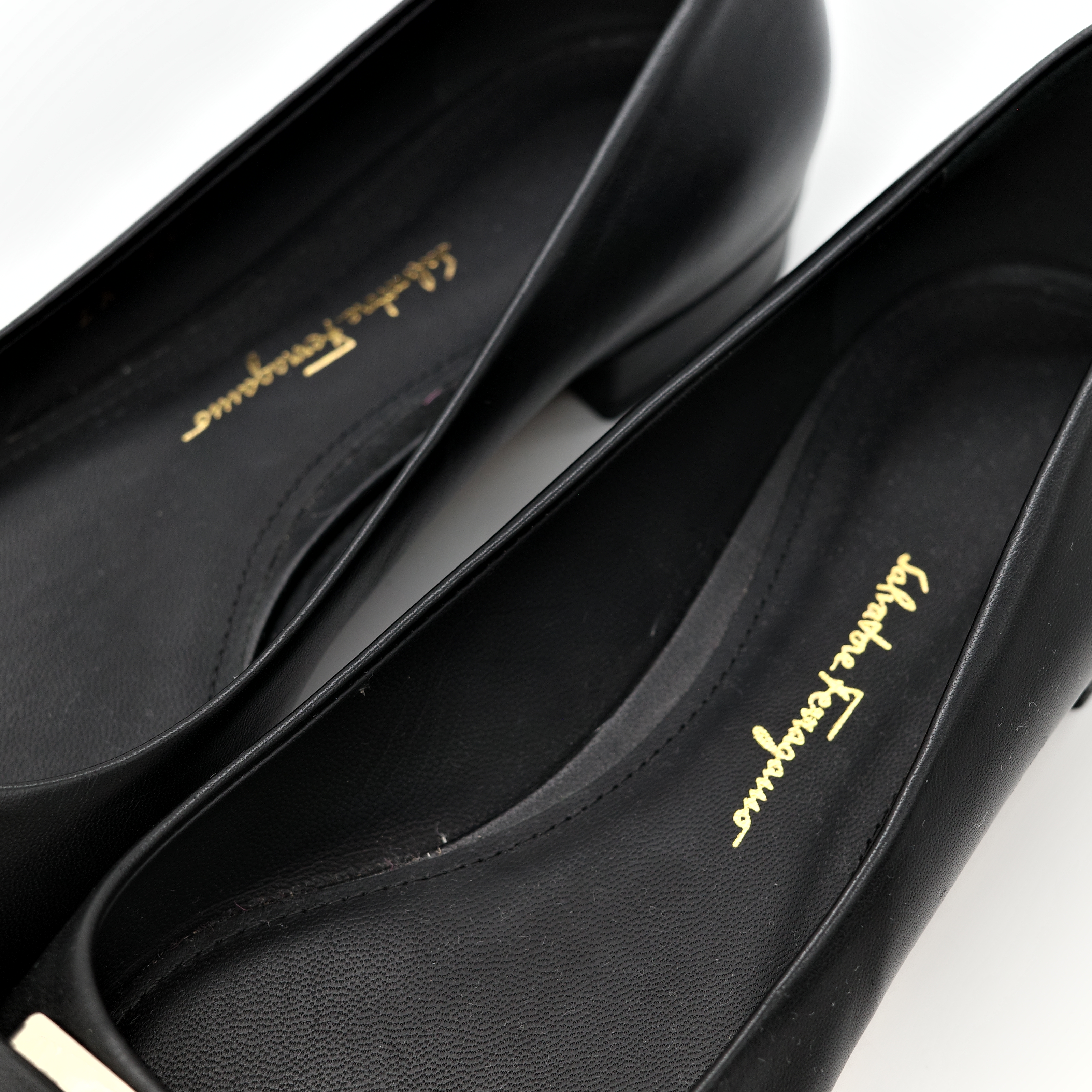 Ferragamo 菲拉格慕 黑色 羔羊皮 Zeri 尖頭蝴蝶結平底鞋 單鞋-8