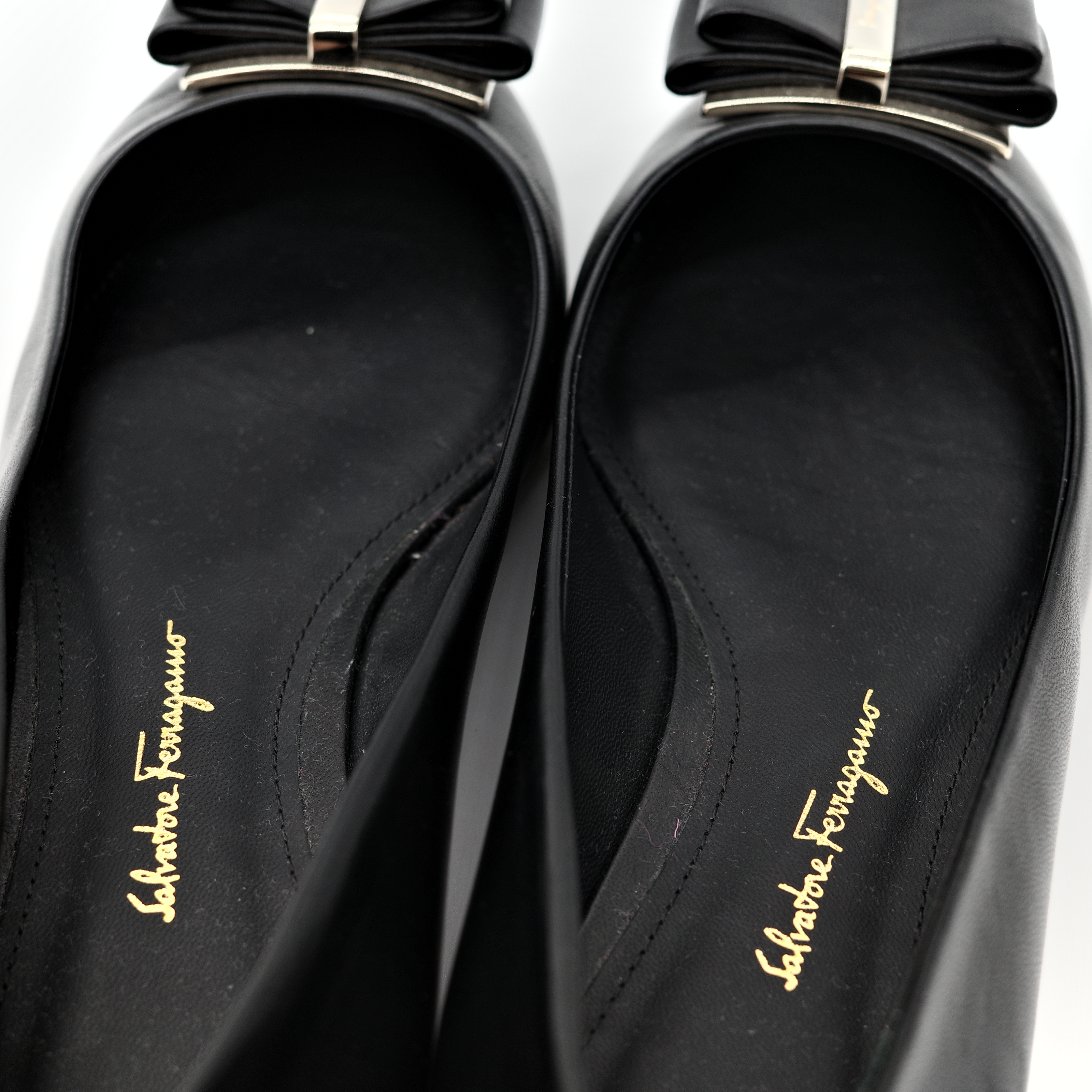 Ferragamo 菲拉格慕 黑色 羔羊皮 Zeri 尖頭蝴蝶結平底鞋 單鞋-16