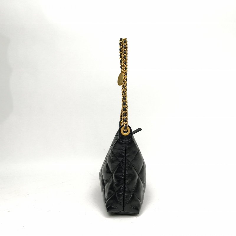 CHANEL 25Shobo腋下包黑色羊皮晶片金扣菱格紋肩背包-1