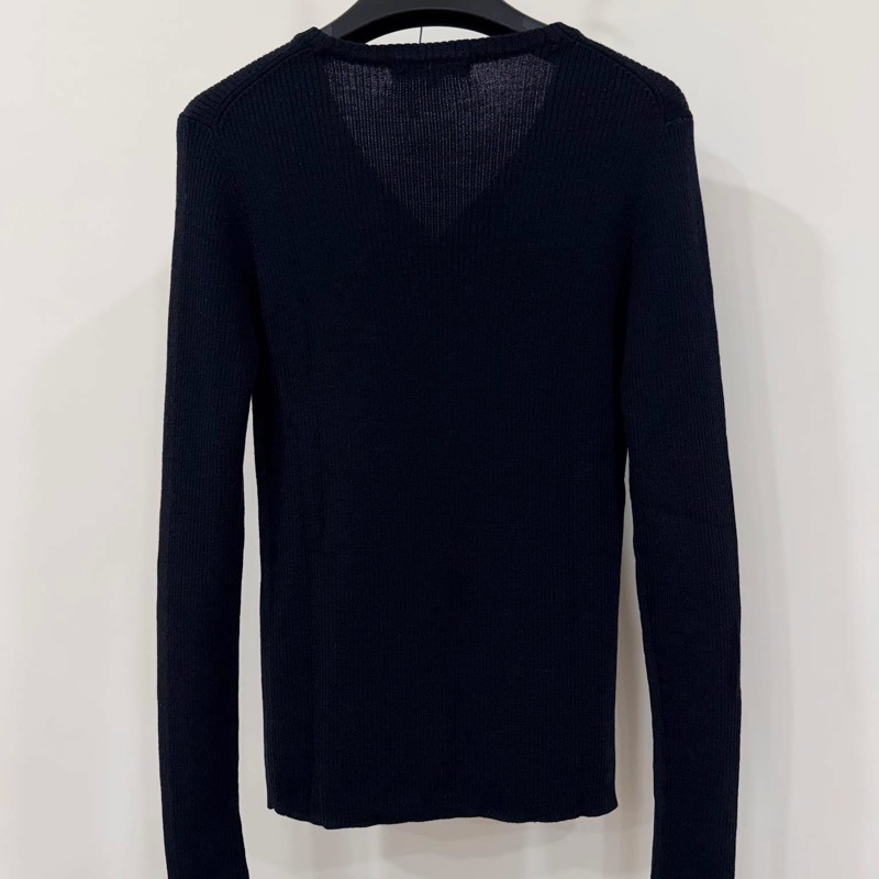 BURBERRY 藍標 黑色超彈坑條毛料開襟外套-3