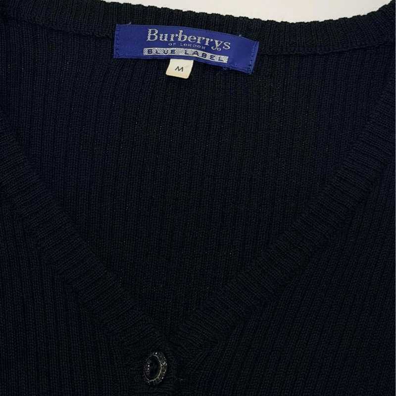 BURBERRY 藍標 黑色超彈坑條毛料開襟外套-8