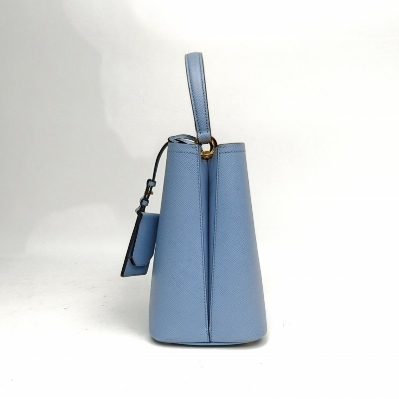 PRADA Panier水桶購物袋中號藍色牛皮肩背包-1