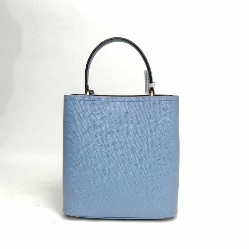 PRADA Panier水桶購物袋中號藍色牛皮肩背包-2