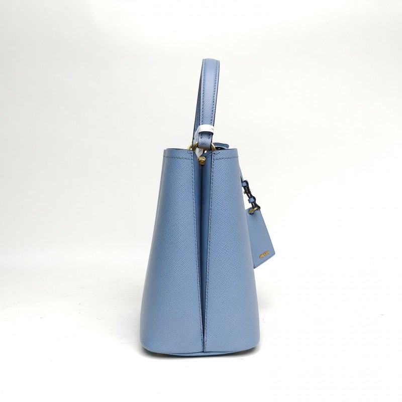 PRADA Panier水桶購物袋中號藍色牛皮肩背包-3