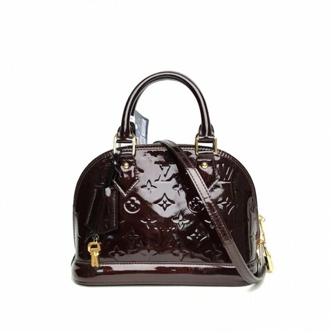 LOUIS VUITTON ALMA貝殼包BB紫紅色漆皮2015肩背包