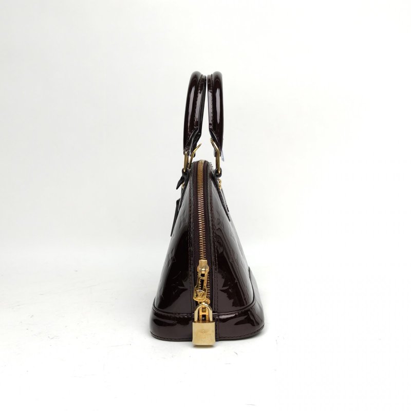 LOUIS VUITTON ALMA貝殼包BB紫紅色漆皮2015肩背包-1