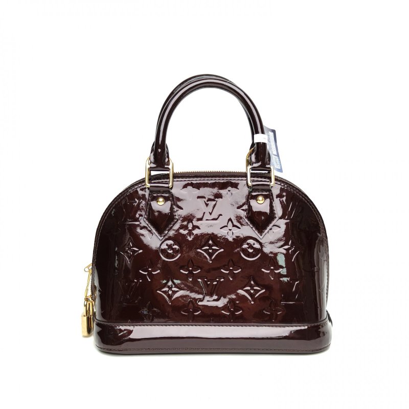 LOUIS VUITTON ALMA貝殼包BB紫紅色漆皮2015肩背包-2