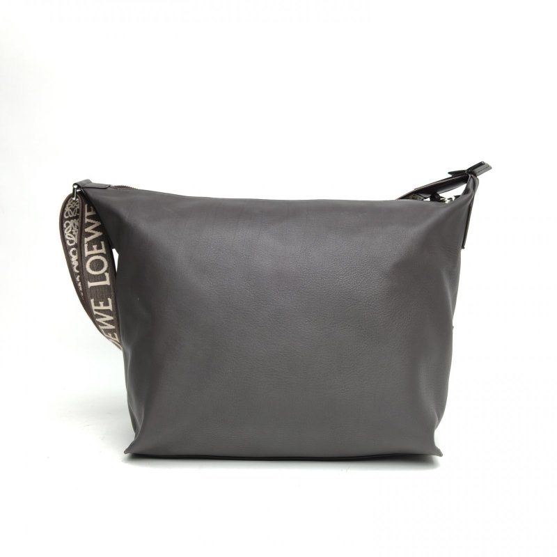 LOEWE 灰色牛皮銀扣Cubihobo腋下包大號肩背包-2