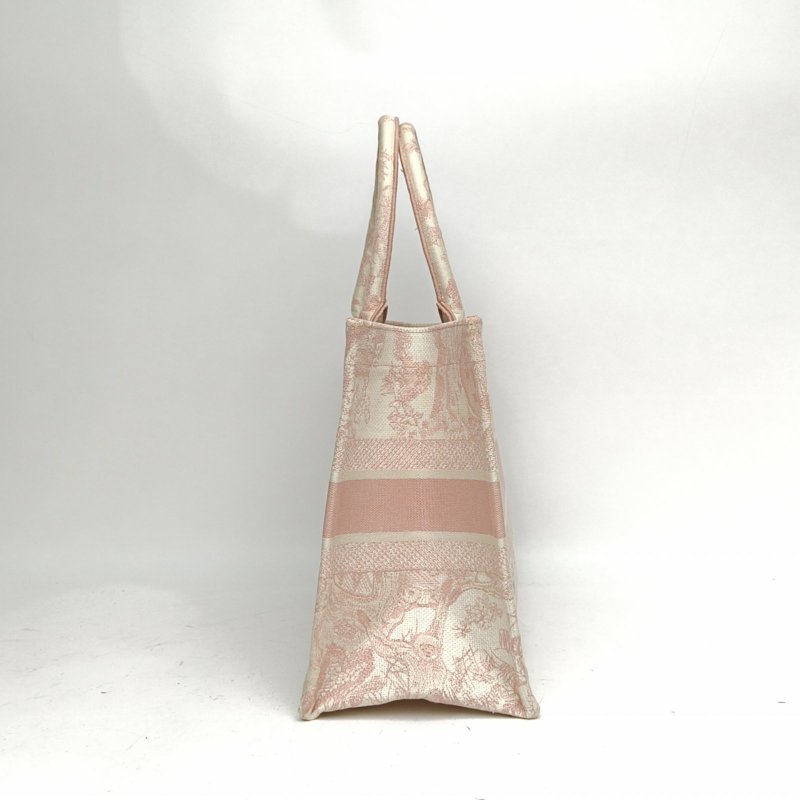 DIOR BookTote中號淡粉色帆布動物園老虎刺繡肩背包-1