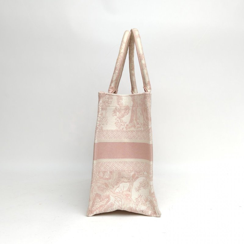 DIOR BookTote中號淡粉色帆布動物園老虎刺繡肩背包-3