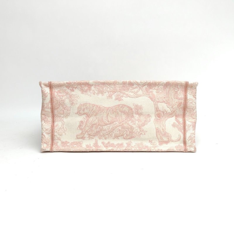 DIOR BookTote中號淡粉色帆布動物園老虎刺繡肩背包-4