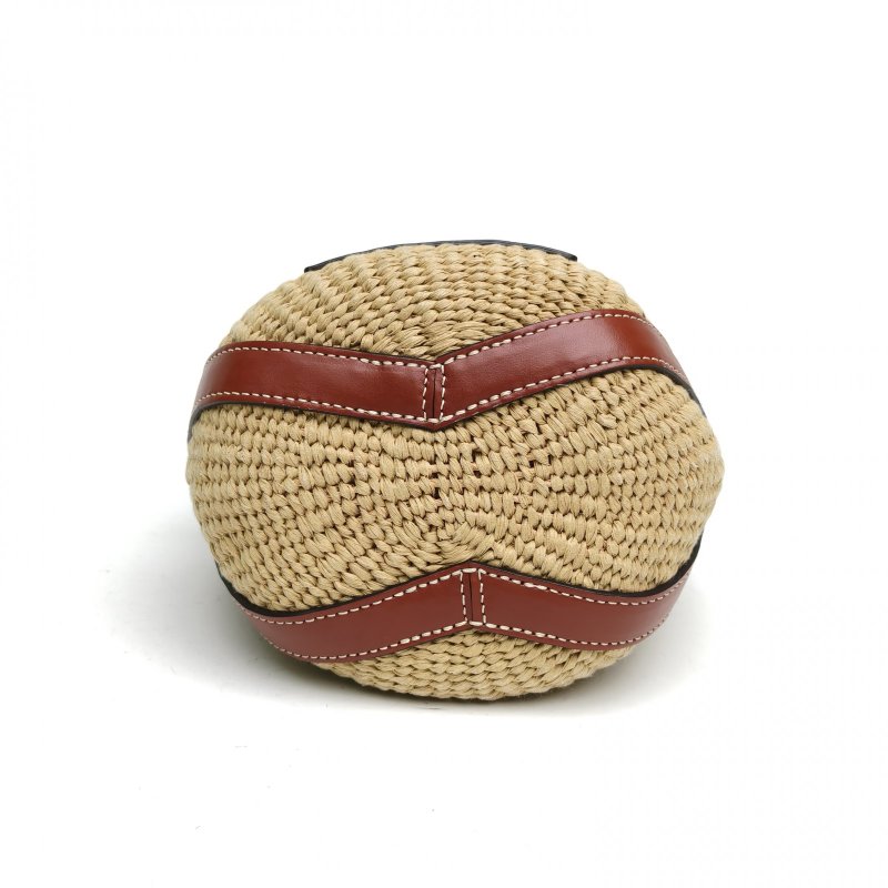 CHLOE 棕色牛皮草編mifuko拼皮水桶包肩背包-4