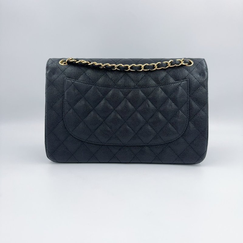 CHANEL黑色荔枝皮金釦JUMBO COCO30cm/A58600-4