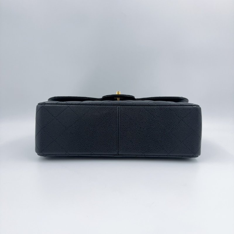 CHANEL黑色荔枝皮金釦JUMBO COCO30cm/A58600-6