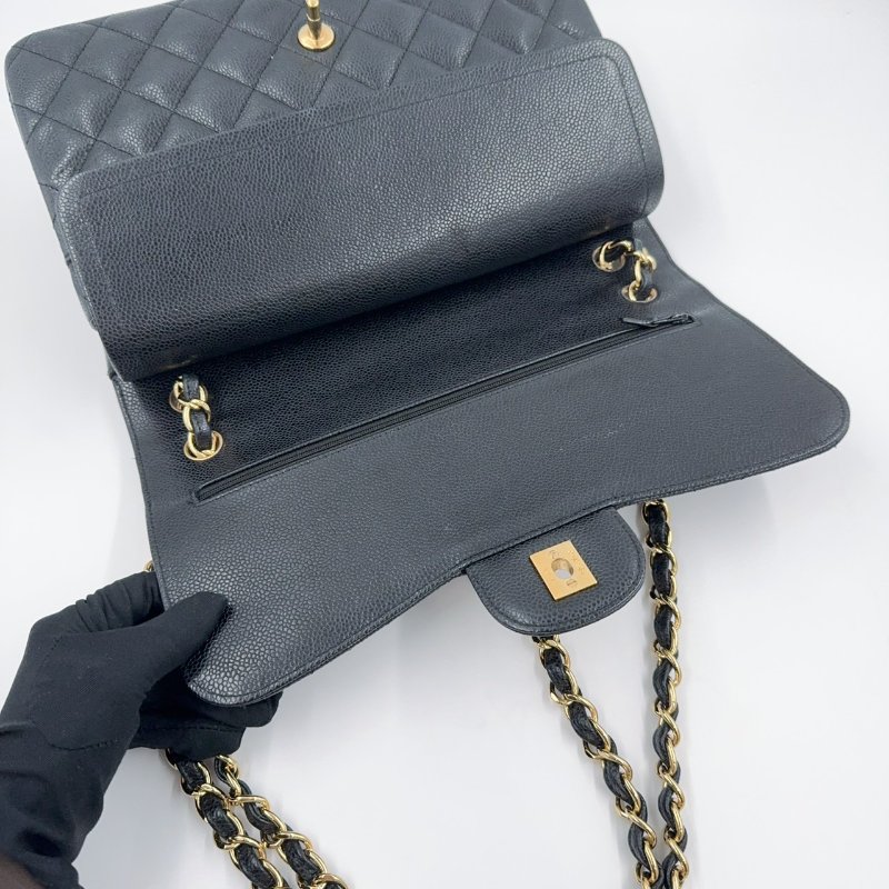 CHANEL黑色荔枝皮金釦JUMBO COCO30cm/A58600-7