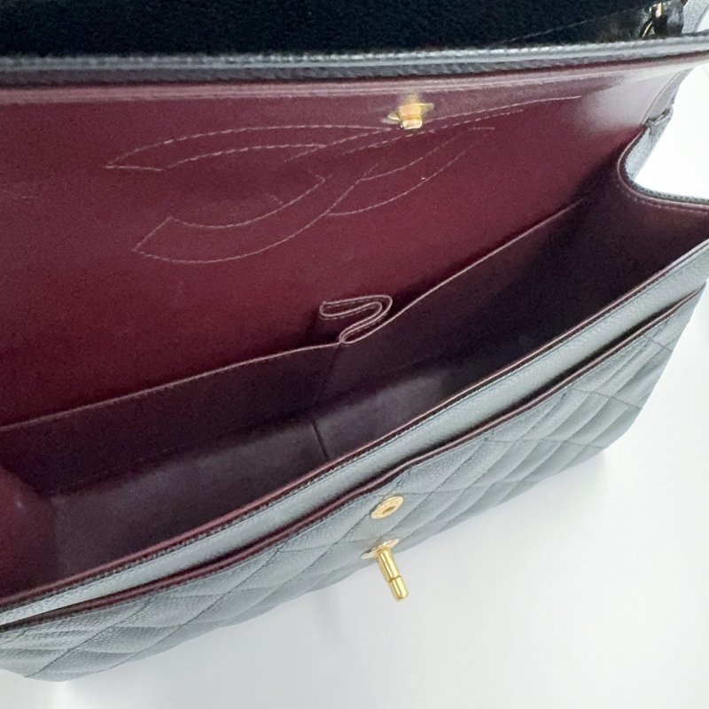 CHANEL黑色荔枝皮金釦JUMBO COCO30cm/A58600-9