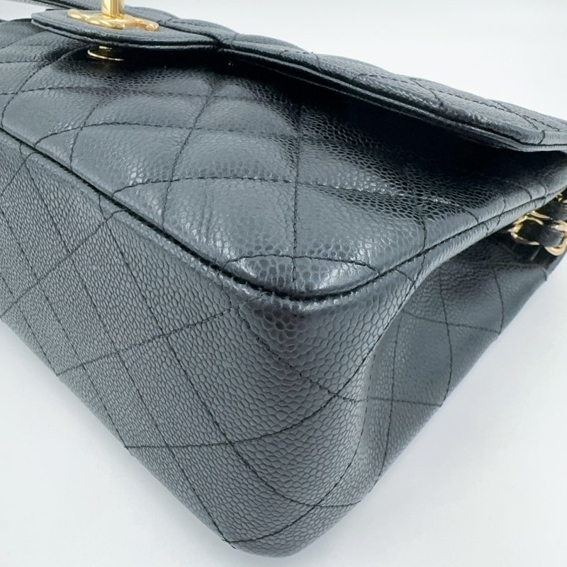 CHANEL黑色荔枝皮金釦JUMBO COCO30cm/A58600-12