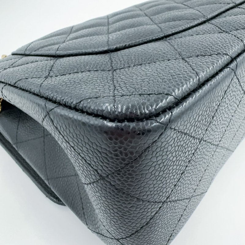 CHANEL黑色荔枝皮金釦JUMBO COCO30cm/A58600-15