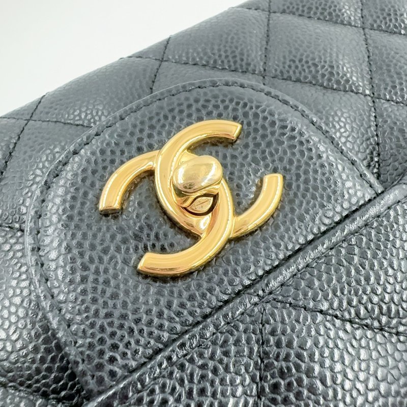 CHANEL黑色荔枝皮金釦JUMBO COCO30cm/A58600-18