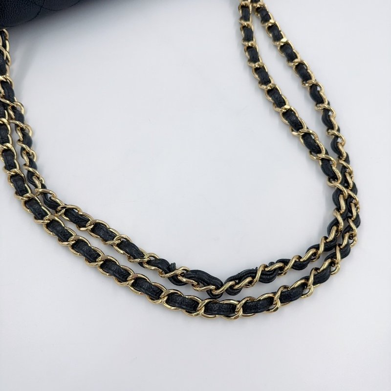 CHANEL黑色荔枝皮金釦JUMBO COCO30cm/A58600-19