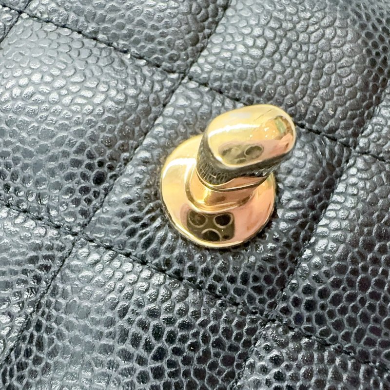 CHANEL黑色荔枝皮金釦JUMBO COCO30cm/A58600-20