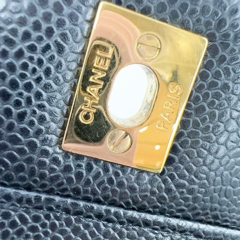 CHANEL黑色荔枝皮金釦JUMBO COCO30cm/A58600-22