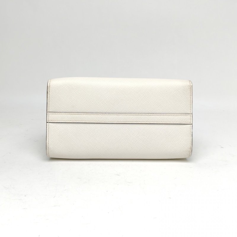 PRADA Monochrome系列手提白色牛皮白扣肩背包-4