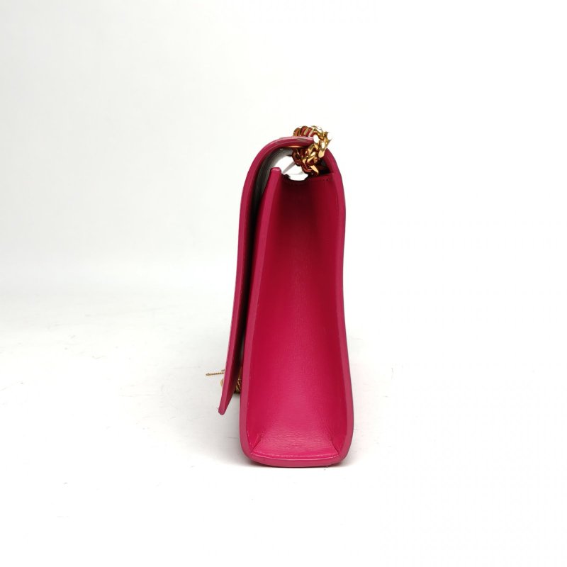 SAINT LAURENT KATE中號光面流蘇玫紅牛皮金扣肩背包-1