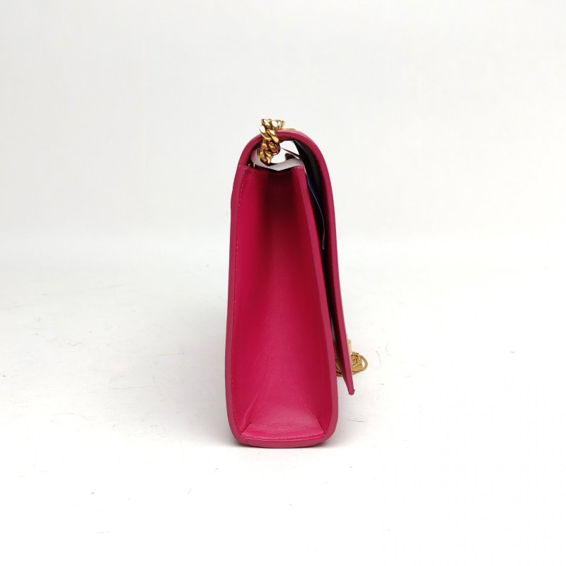 SAINT LAURENT KATE中號光面流蘇玫紅牛皮金扣肩背包-3