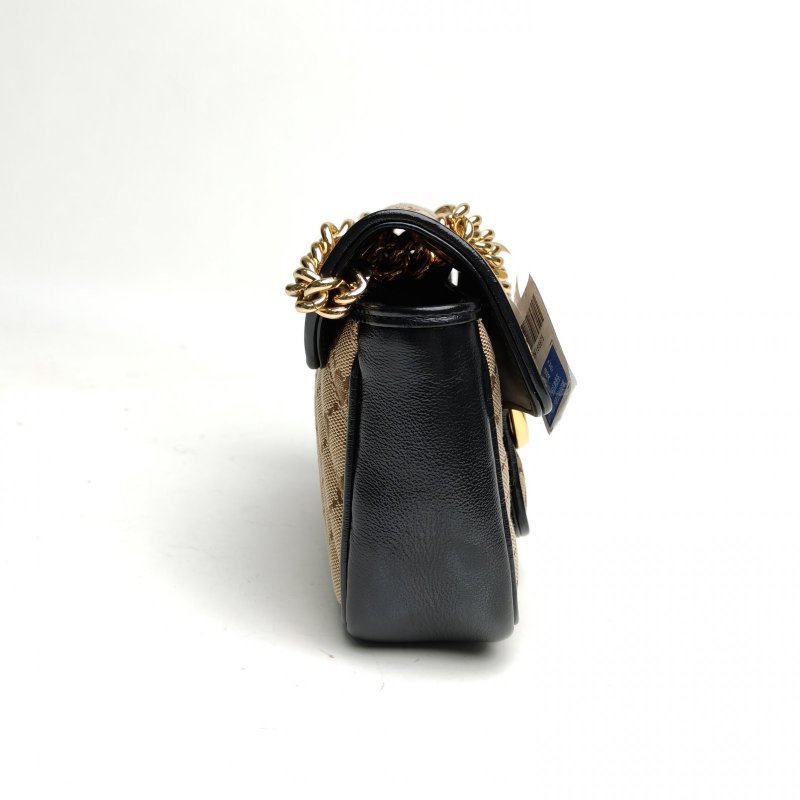 GUCCI GGMarmont肩背包Mini老花帆布金扣肩背包-3